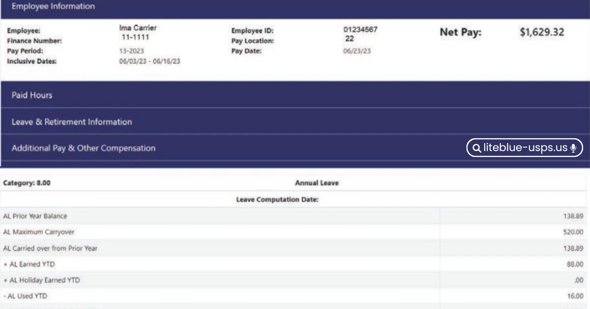 LiteBlue ePayroll Statement